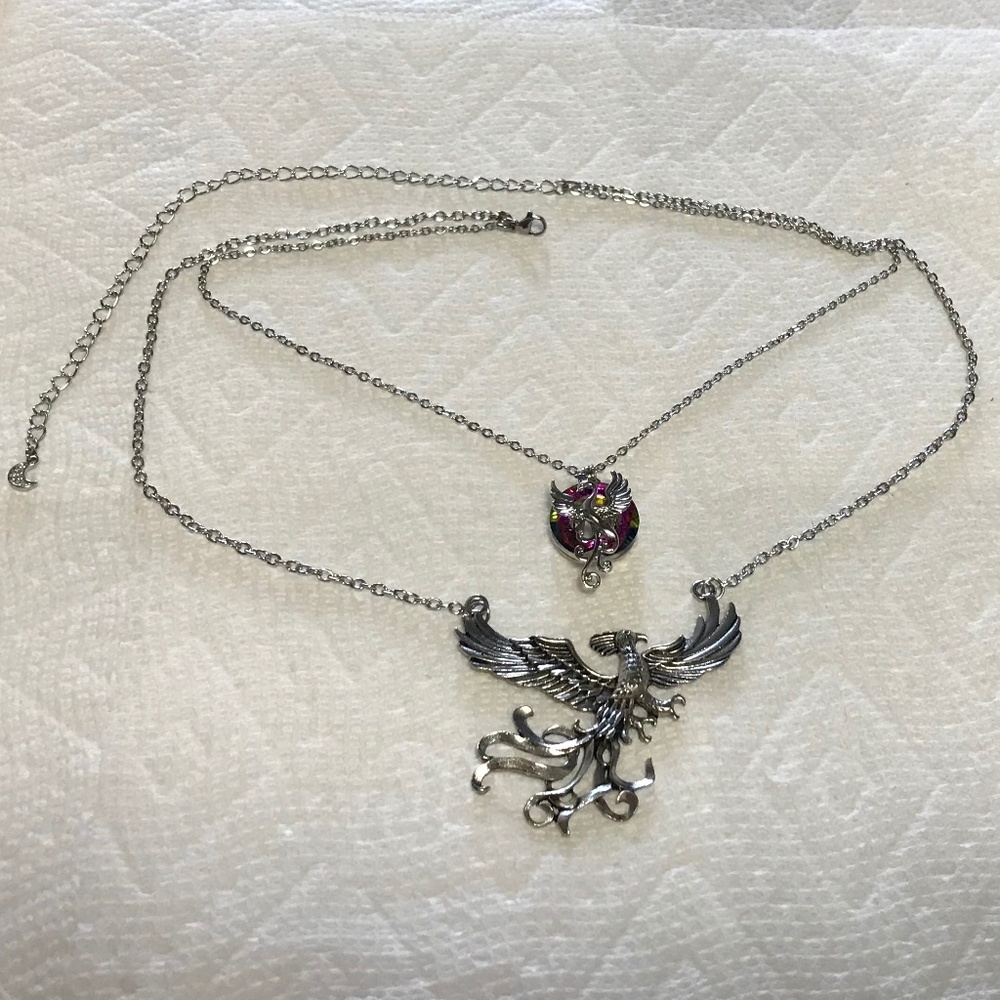 Rising Phoenix Jean Grey Silver Handmade 2-Layer Mythology Necklace Marvel Comic - Picture 12 of 15